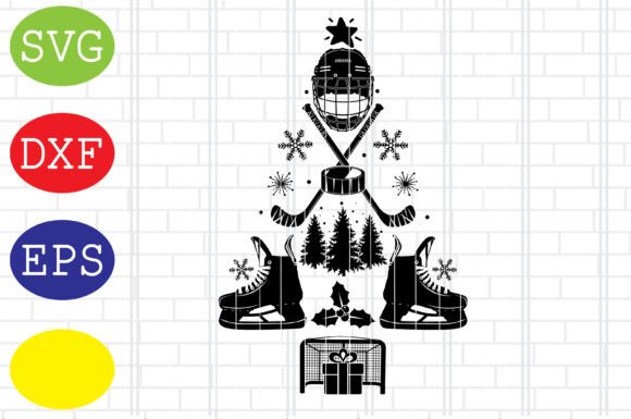 Ice Hockey Christmas Tree SVG